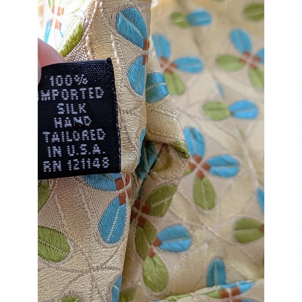 Ike Behar Yellow Summer Floral Jacquard Tie Silk USA‎ Made 60